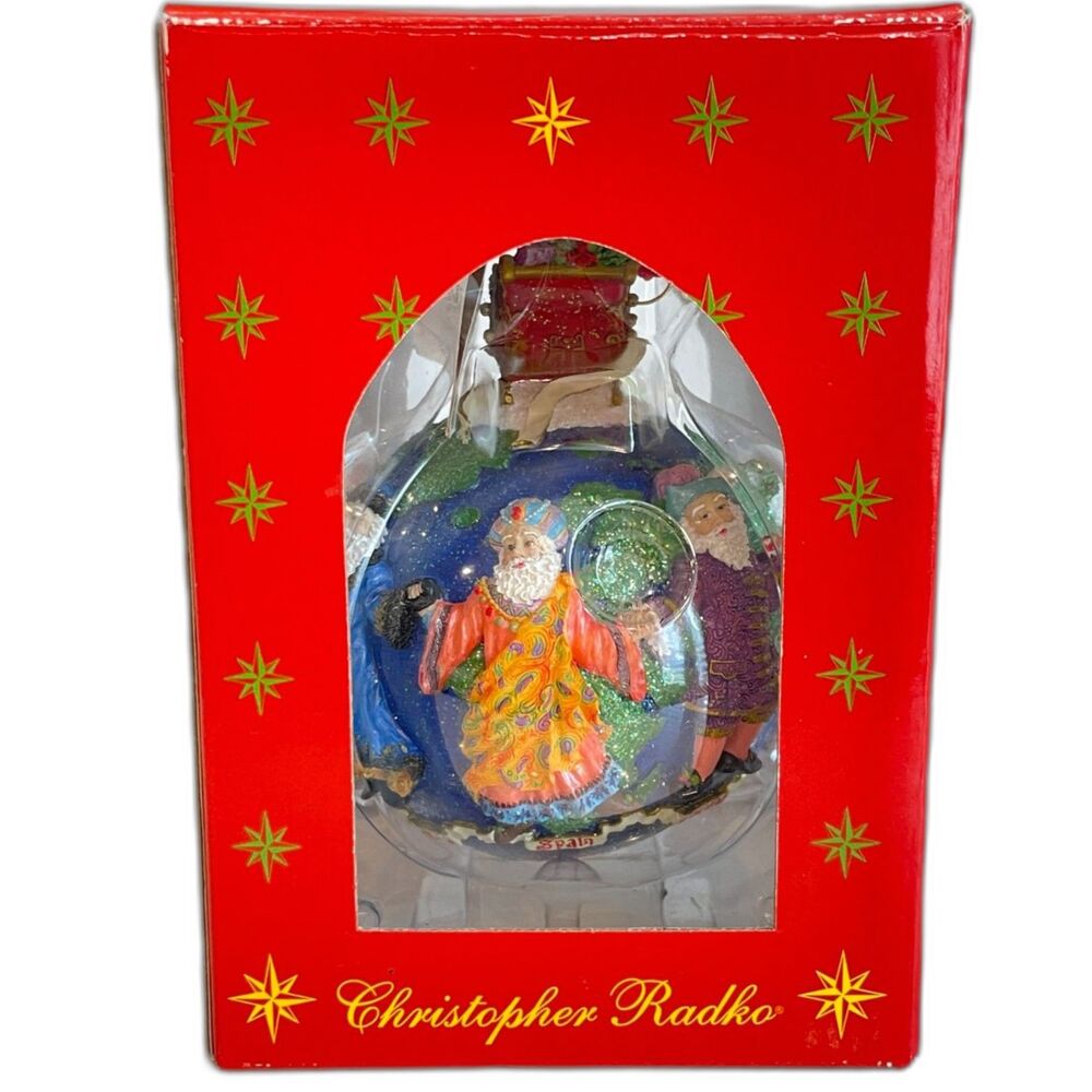 NIB Christopher Radko Vintage Santas Around the World Christmas Tree Ornament